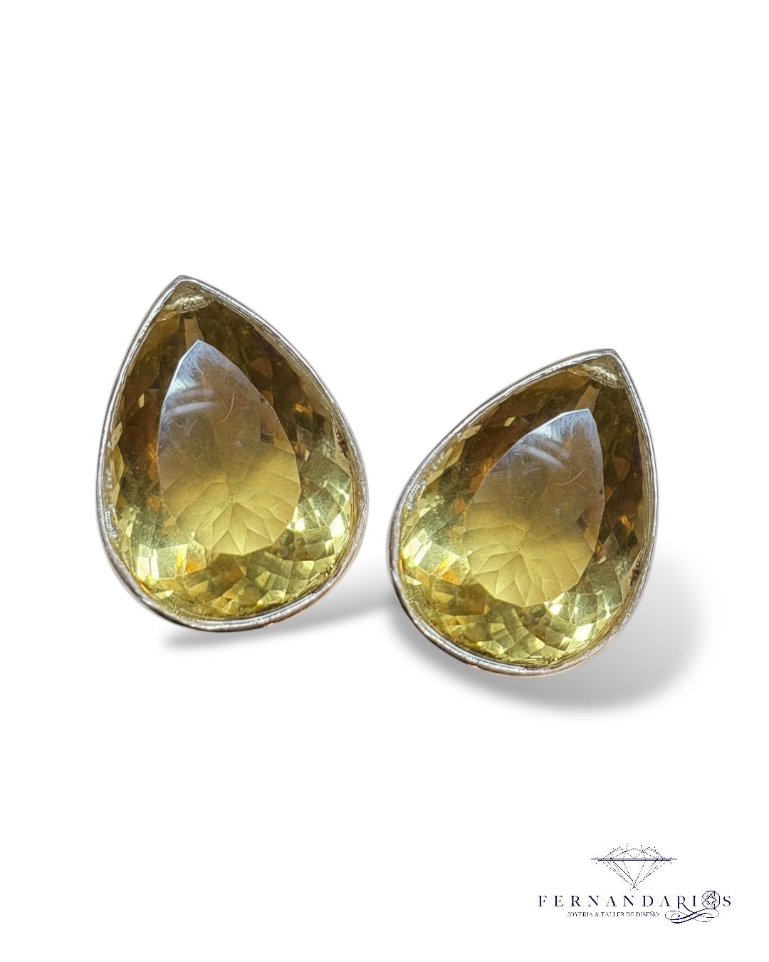 Pendientes Citraina gota plata 925