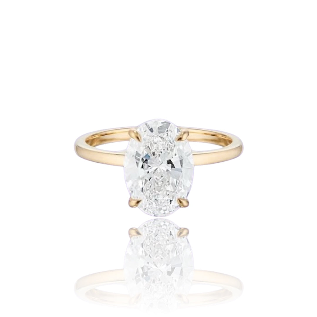 Anillo Solitario oval 14k / 2cts