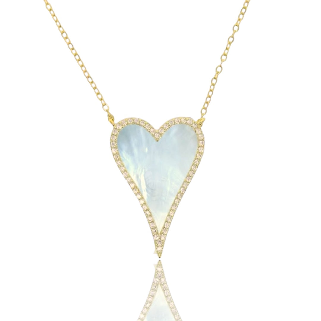 Cadena  corazón nacarado 925