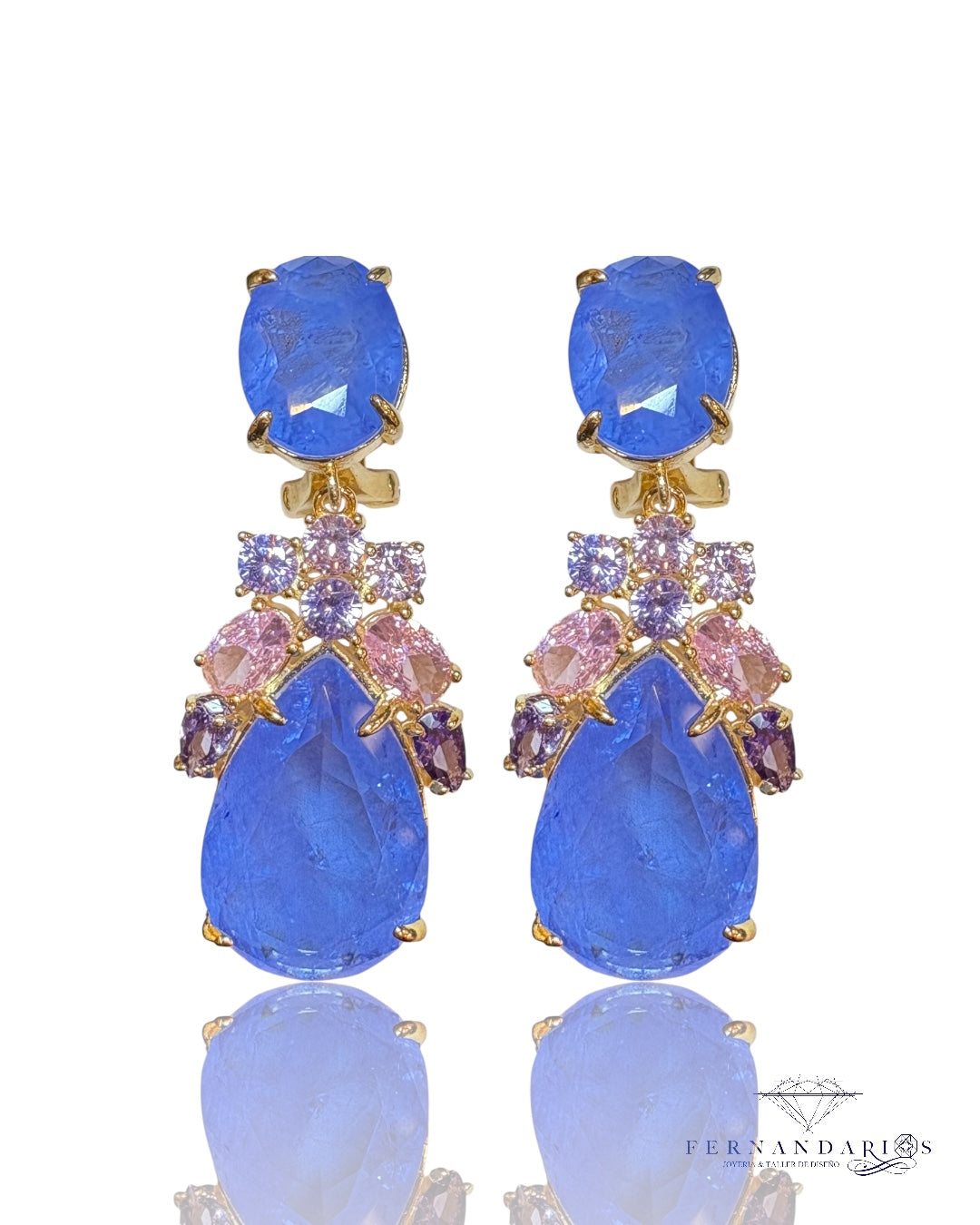 Pendientes calcedonias plata 925 con vermeil de oro 18k