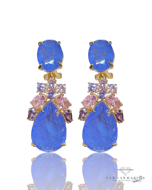 Pendientes calcedonias plata 925 con vermeil de oro 18k