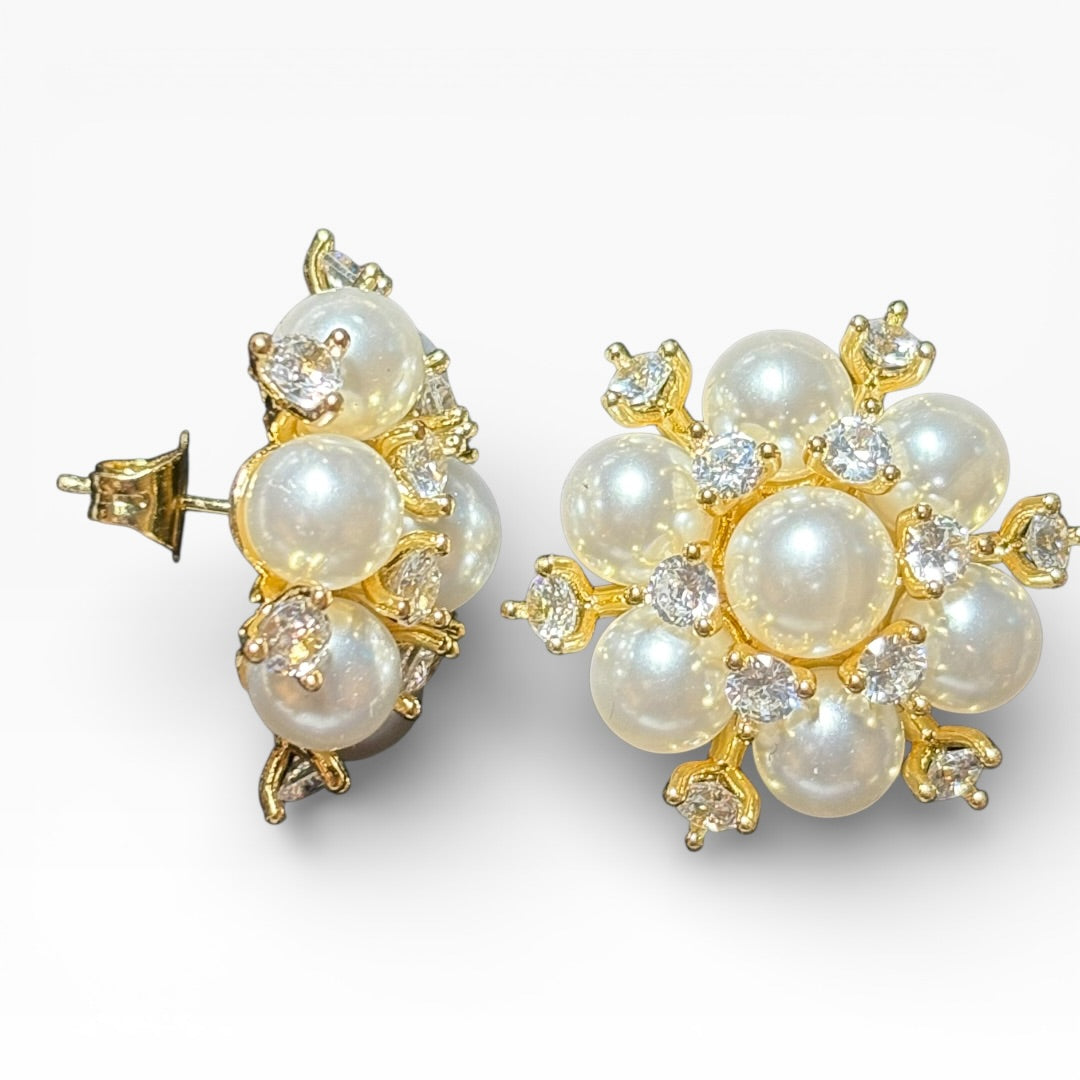 Pendientes flor perla perla goldfilled