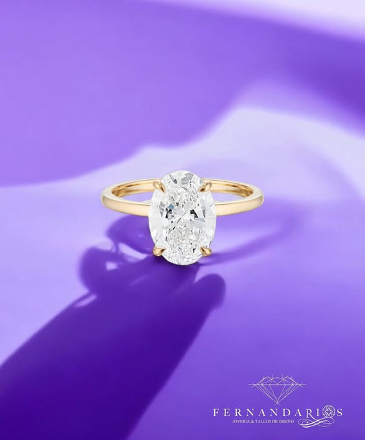 Anillo Solitario oval 14k / 2cts