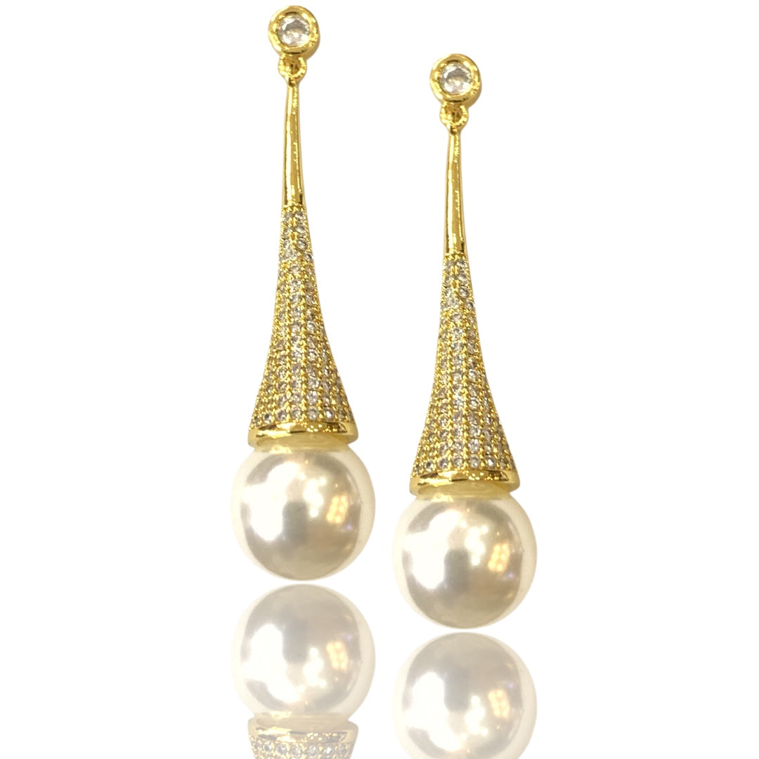 Pendientes Perla pave
