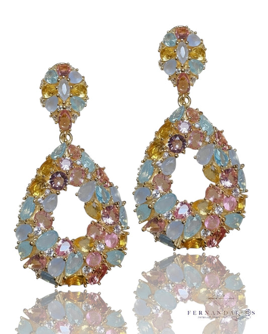 Pendientes cocktaik topacios y calcedonias