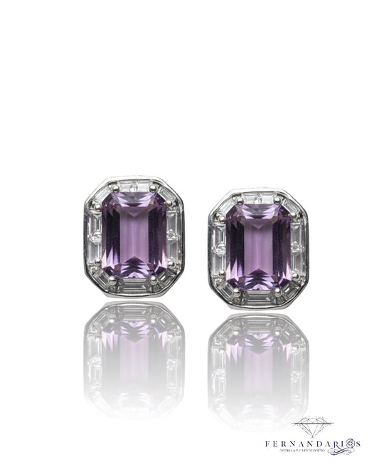 Pendientes topacios y amatista plata 925