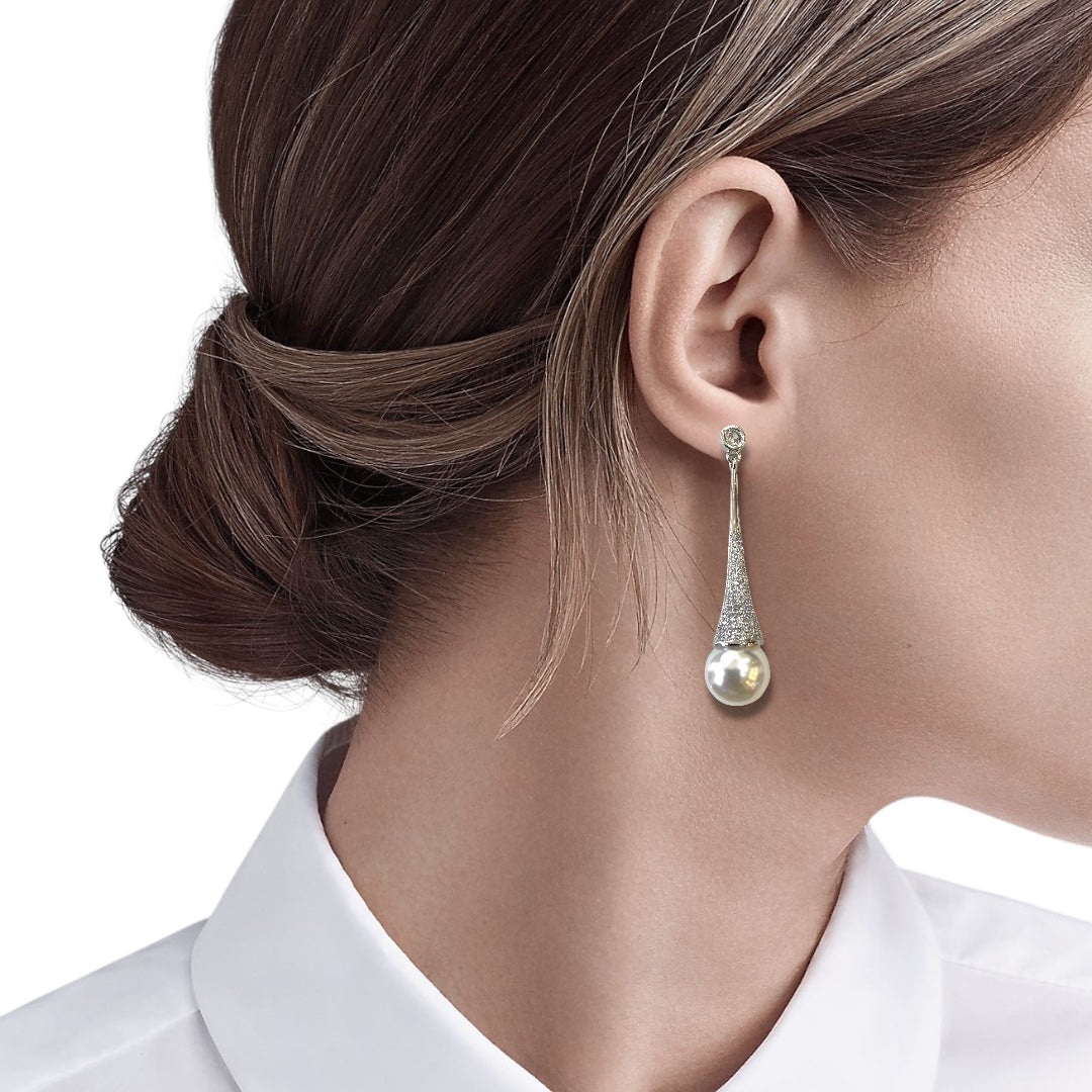 Pendientes Perla pave