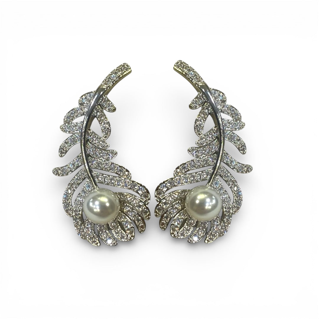 Pendientes pluma plateados
