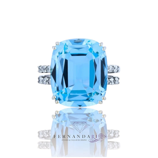 Anillo Aquamarina 925 topacios