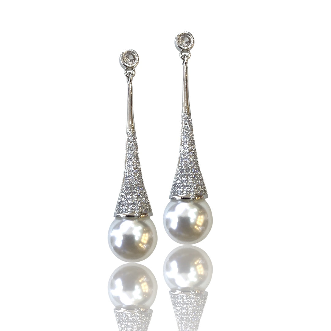 Pendientes Perla pave