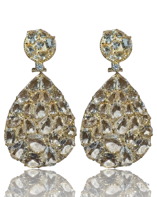 Pendientes gotas de topacio en plata con vermeil de oro 18k