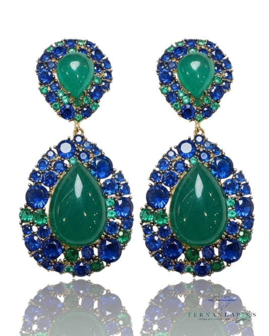 Pendientes gotas ónix 925