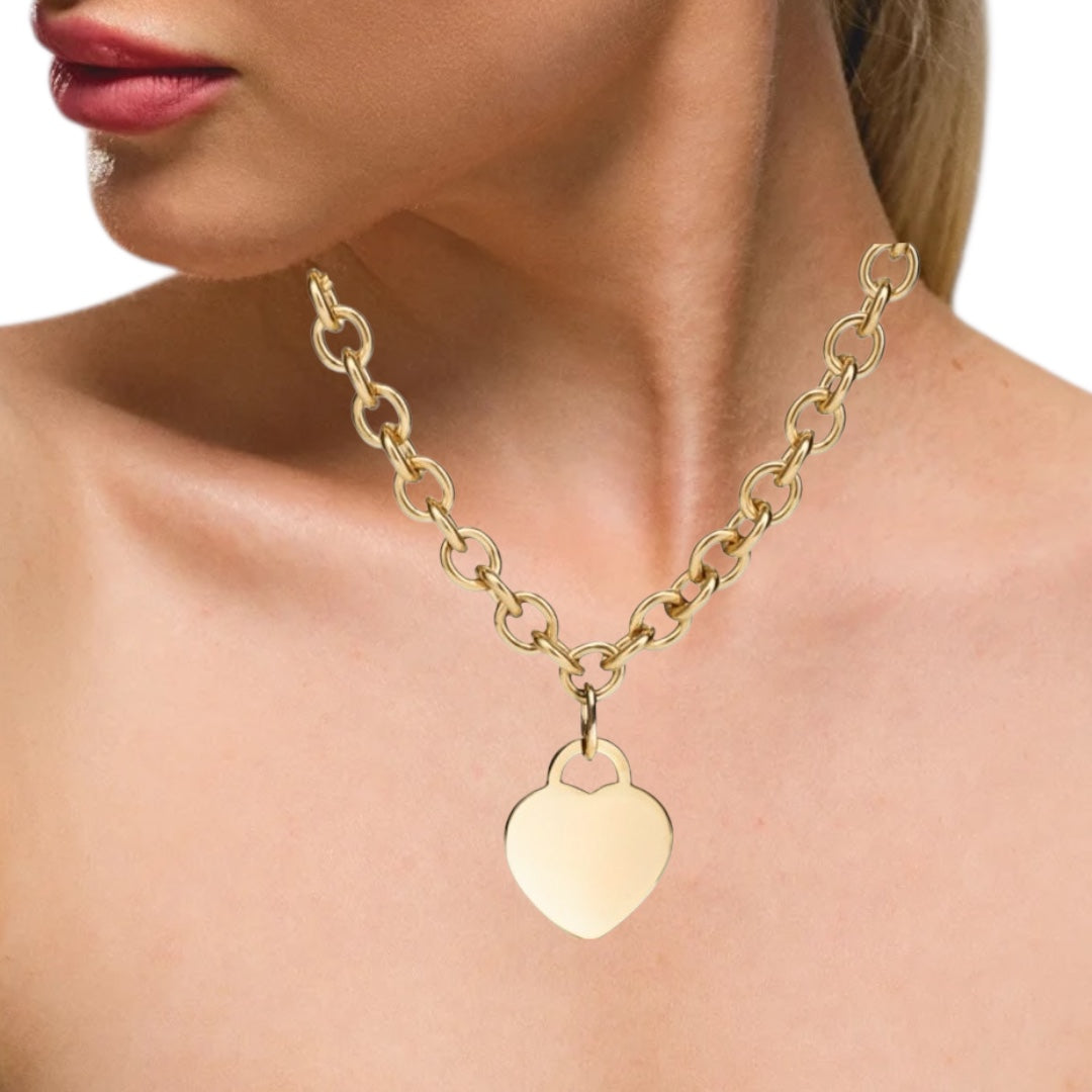 Heart tag chain link 14k
