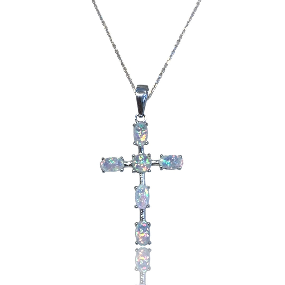 Cadena con cruz ópalo 925