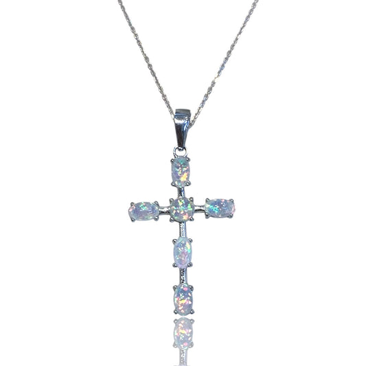 Cadena con cruz ópalo 925